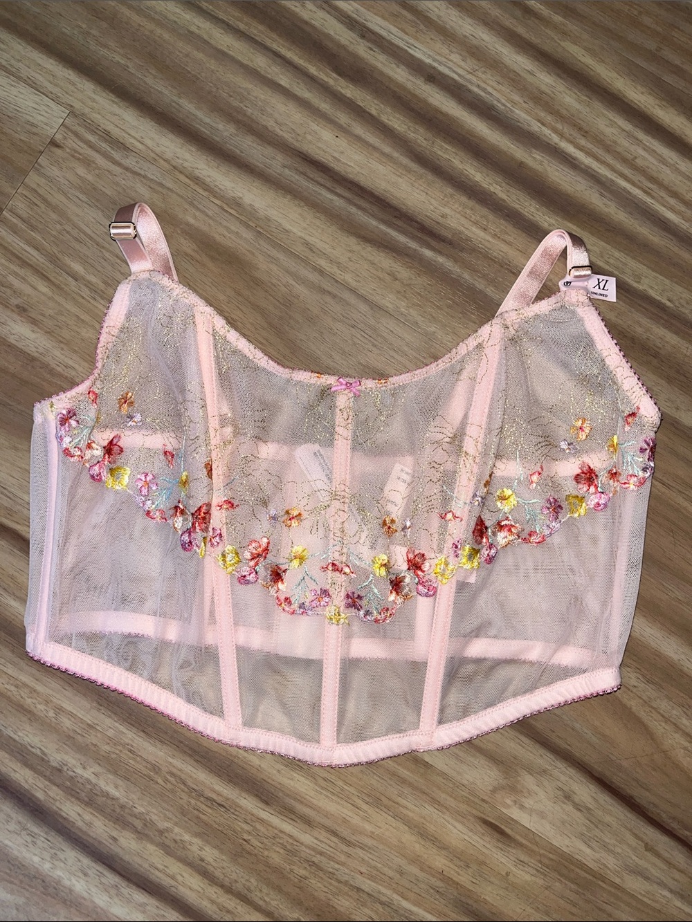 Victoria’s Secret laced floral unlined corset bra